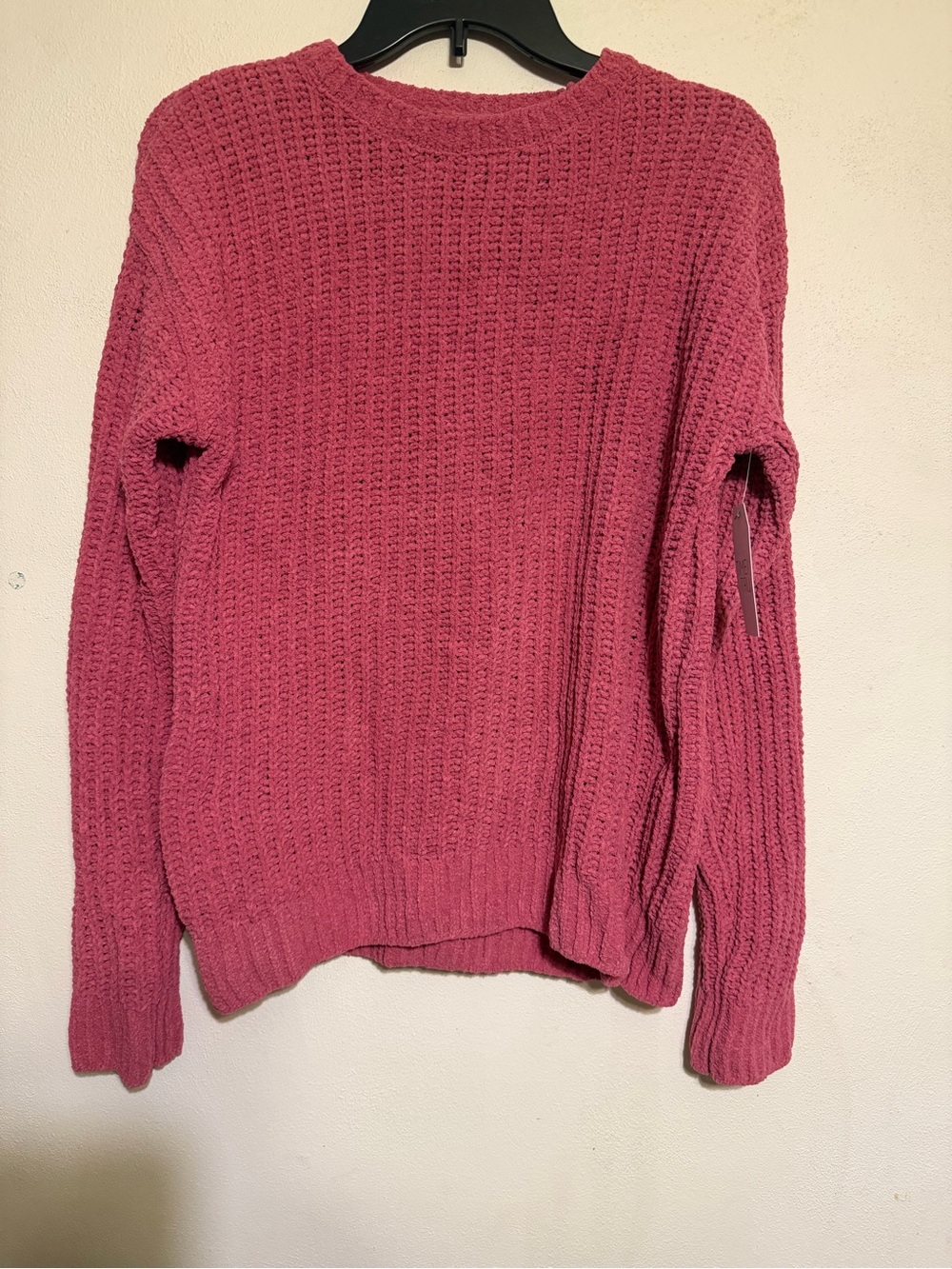Time and Tru Women's Crewneck Chunky Knit Sweater in Rose